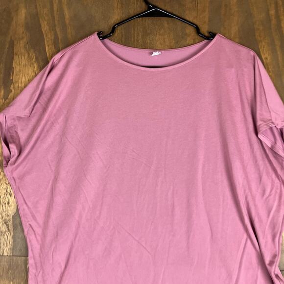 Uniqlo Womens Shirt Pink Drape Short Sleeve Seamless Boat Neck Modal Blend XL - Picture 2 of 12
